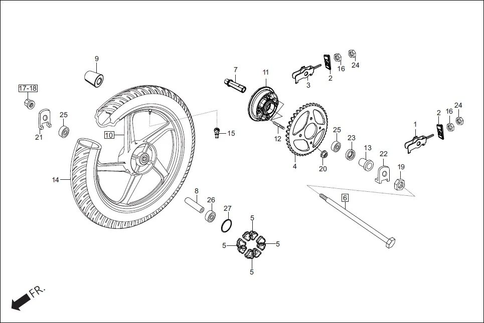 F-9 REAR WHEEL assembly diagram for Hero Super Splendor iBS (Feb, 2019)