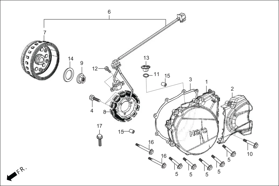 E-7A LEFT CRANKCASE COVER/A.C. GEN. ASSY.