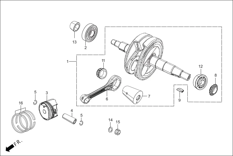 E-9 CRANKSHAFT/PISTON