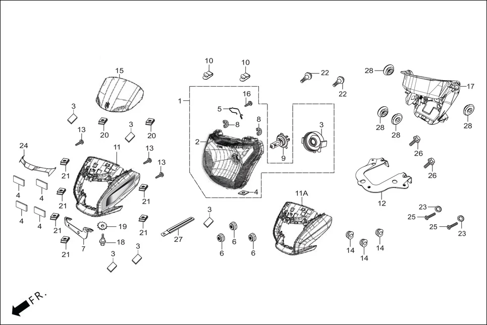 F-1-DRUM HEAD LIGHT/FR. COWL (VISOR) diagram showing 94101-05000