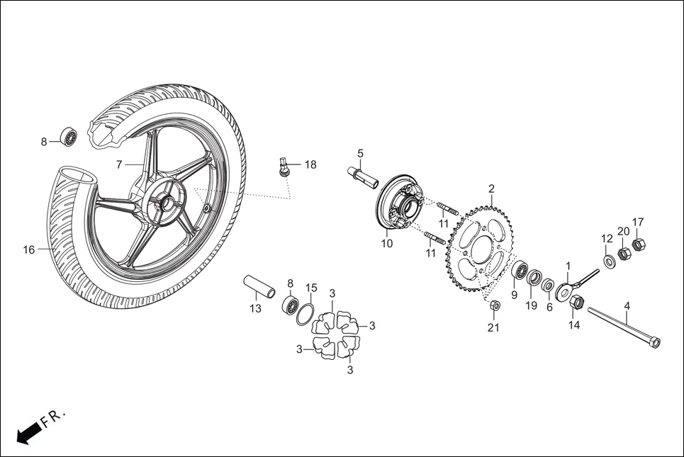 F-11 REAR WHEEL diagram showing 42601-AAF-400
