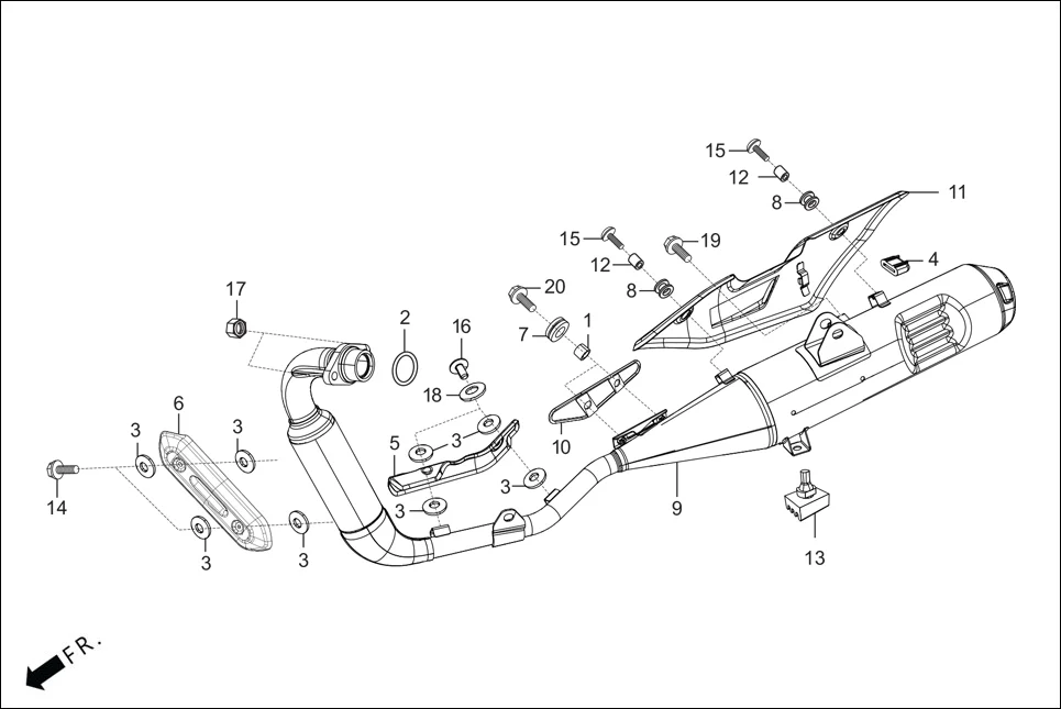 F-16 MUFFLER diagram showing 18331-AAF-400