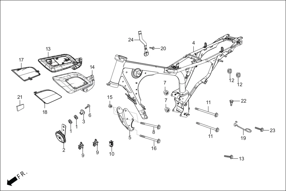 F-25 FRAME BODY diagram showing 95801-08090-00