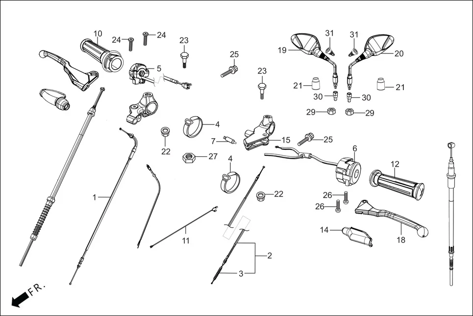 F-3-DISC HANDLE LEVER/SWITCH/CONTROL CABLE diagram showing 32102-AAG-A00