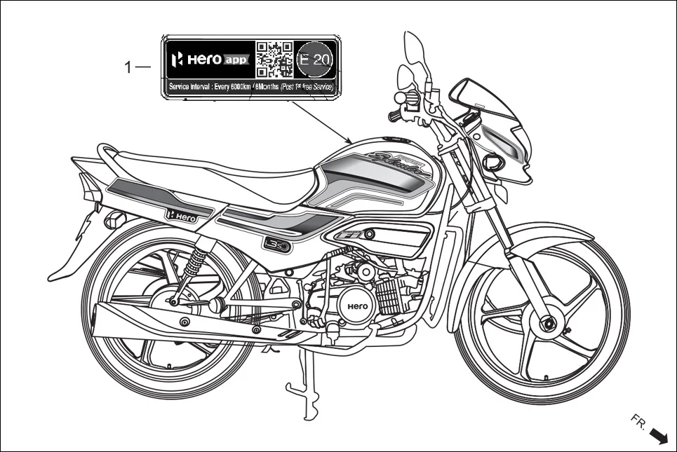 F-30 CAUTION LABEL assembly diagram for Hero Super Splendor BS-VI(Jan,2023)