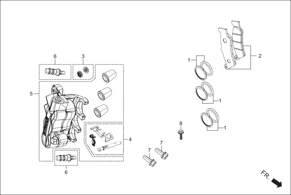 F-8A-DISC FRONT DISC BRAKE (CALIPER ASSY.) diagram showing 43314-AAN-G00