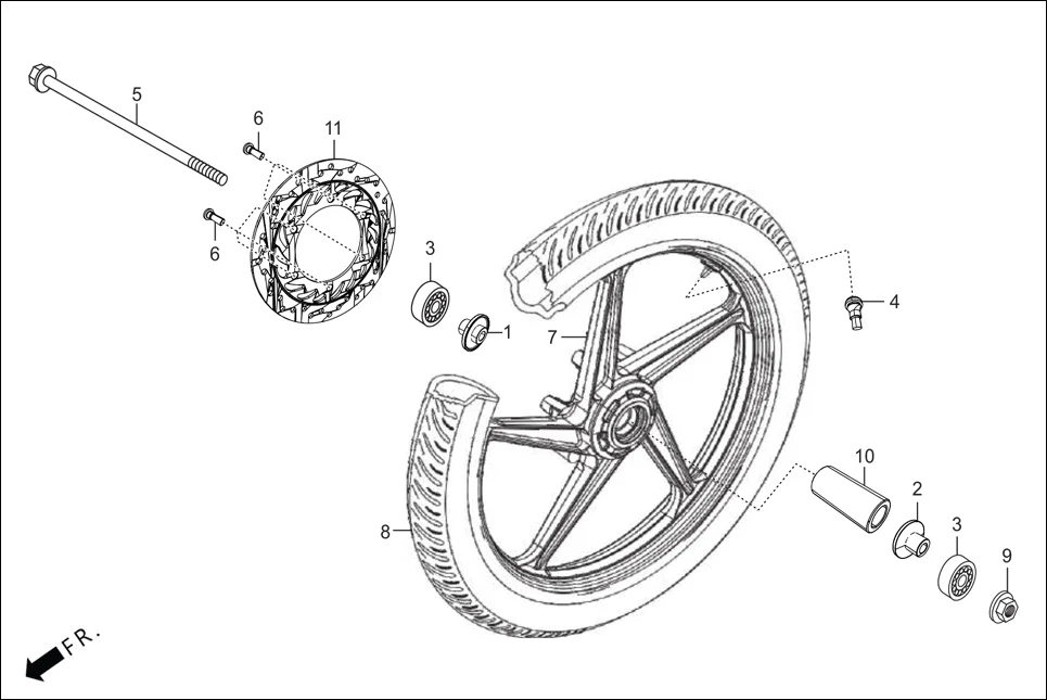 F-9A-DISC FRONT WHEEL (DISC) diagram showing 44802-AAB-A00
