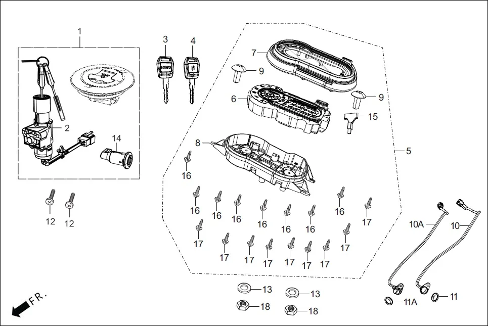 F-2-DRUM SPEEDOMETER/CABLE/KEY SET diagram showing ADGAA7Y00000099G