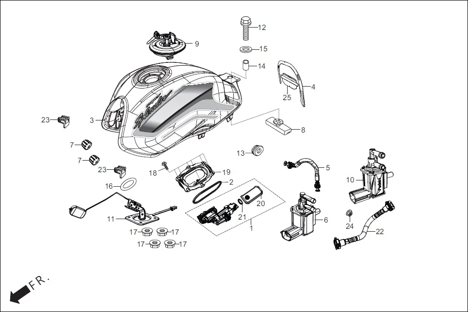 F-13 FUEL TANK diagram showing 16700-AAE-300