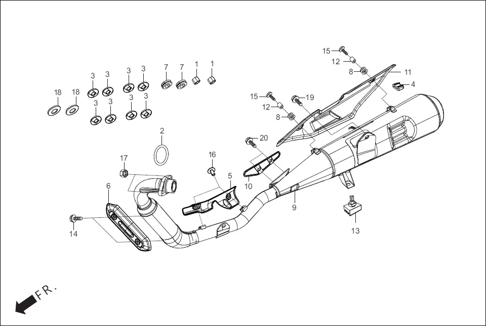 F-16 MUFFLER diagram showing 90107-KAN-900