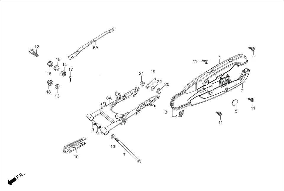 F-19-DISC REAR FORK/CHAIN CASE diagram showing 40531-AAN-B0099