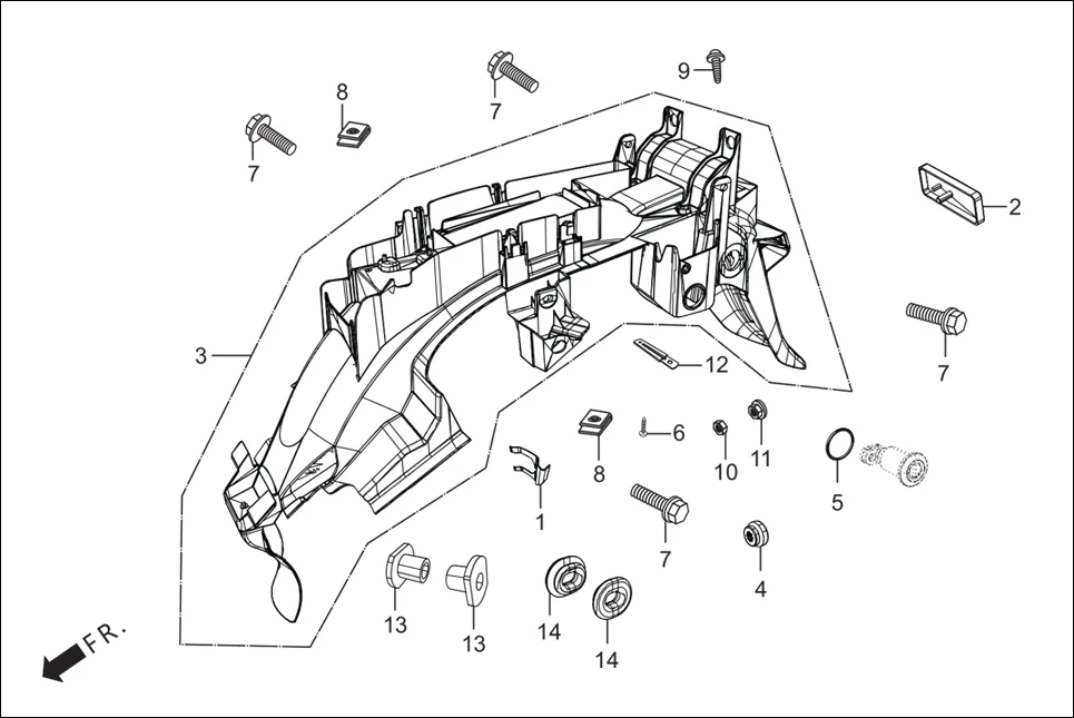 F-21 REAR FENDER assembly diagram for Hero Super Splendor FI-BSVI (Feb, 2020)