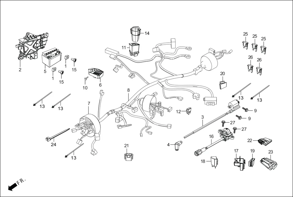 F-24 WIRE HARNESS/BATTERY diagram showing 31500-KRP-801
