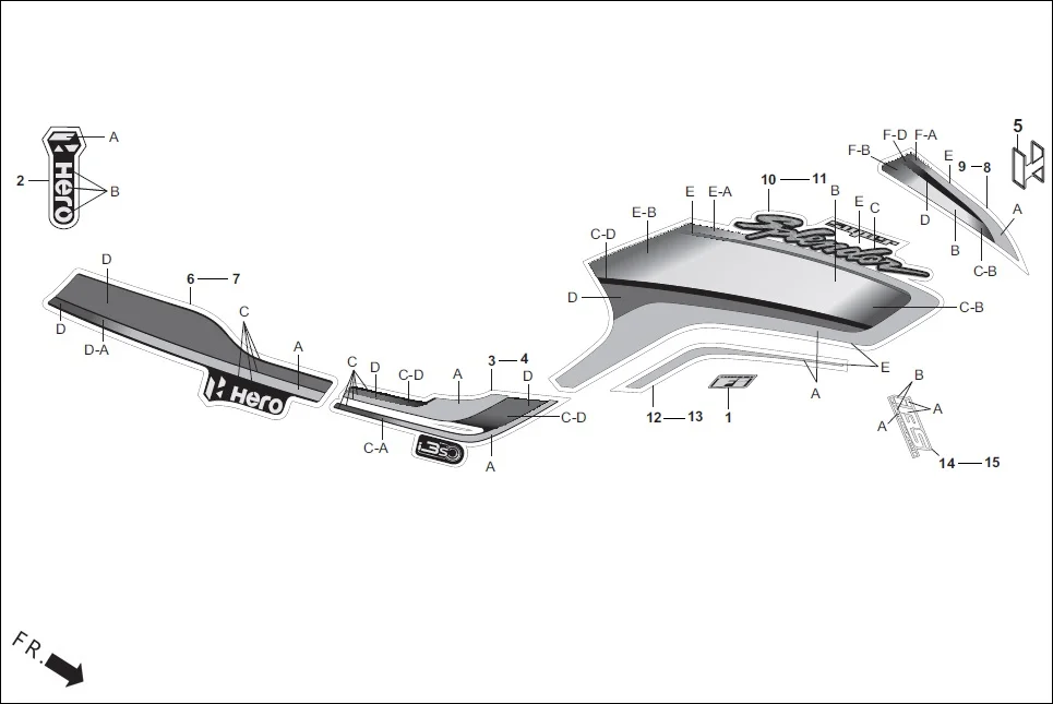 F-27 STRIPES/MARKS diagram showing 86832-AAG-A00X