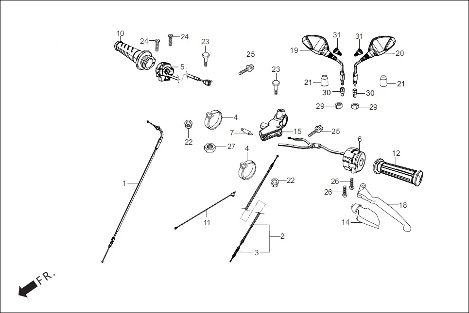 F-3-DISC HANDLE LEVER/SWITCH/CONTROL CABLE diagram showing 32102-AAG-A00