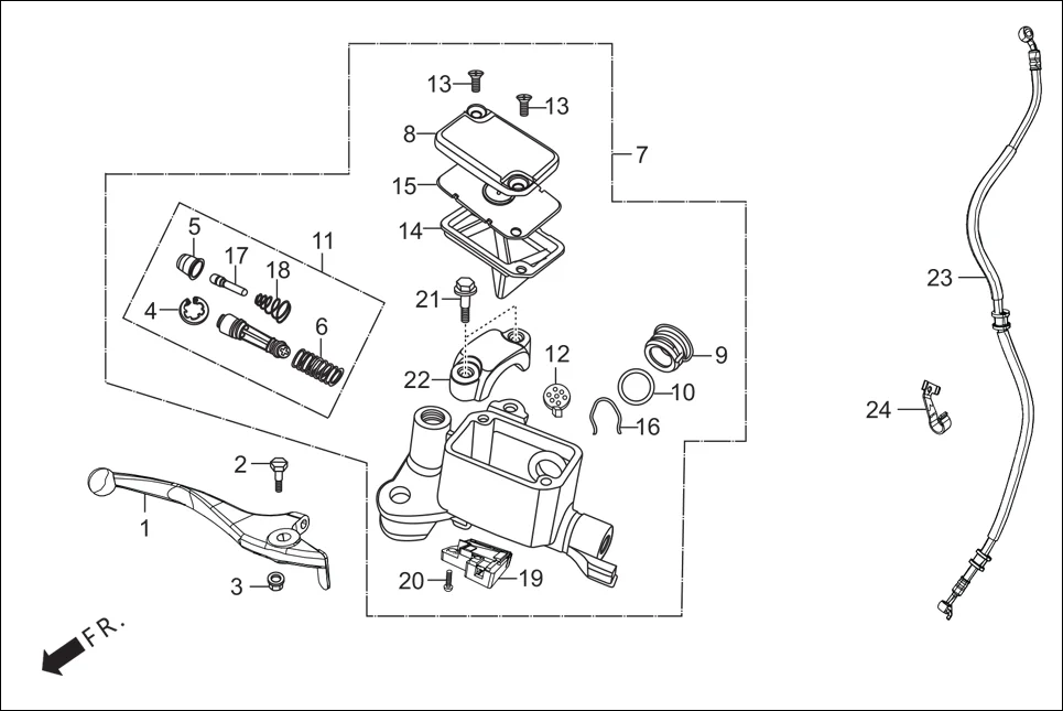 F-3A-DISC FRONT DISC BRAKE ASSY.(MASTER CYL.) diagram showing 43102-AAN-B10