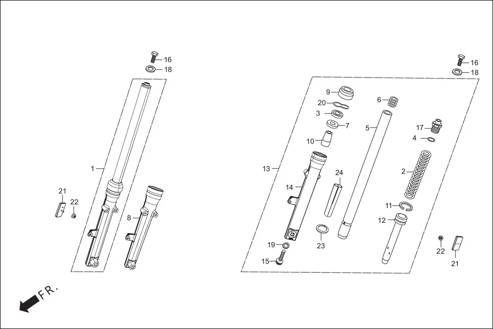 F-7-DRUM FRONT FORK assembly diagram for Hero Super Splendor FI-BSVI (Feb, 2020)