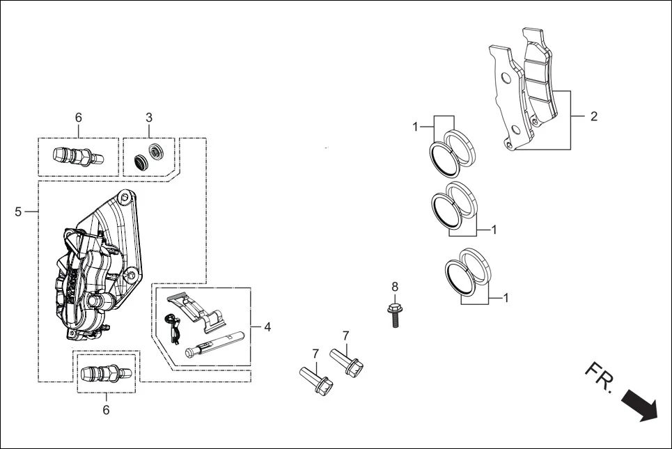 F-8A-DISC FRONT DISC BRAKE (CALIPER ASSY.) diagram showing 45220-AAN-E00