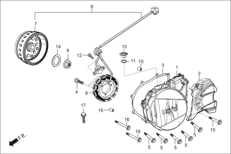E-7A LEFT CRANKCASE COVER/A.C. GEN. ASSY
