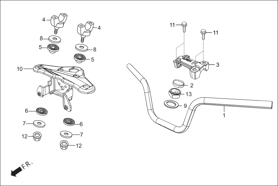 F-4 HANDLE PIPE/TOP BRIDGE assembly diagram for Hero Super Splendor FI-BSVI (Oct, 2021)