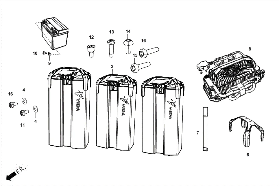 E-4-PRO BATTERY assembly diagram for Hero VIDA V2 (Dec.,2024)