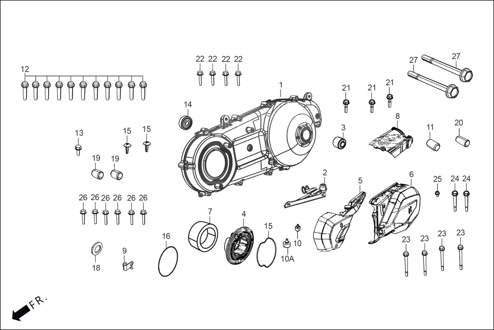 E-10 CRANK CASE &amp; COVER (LEFT CRANK CASE COVER)