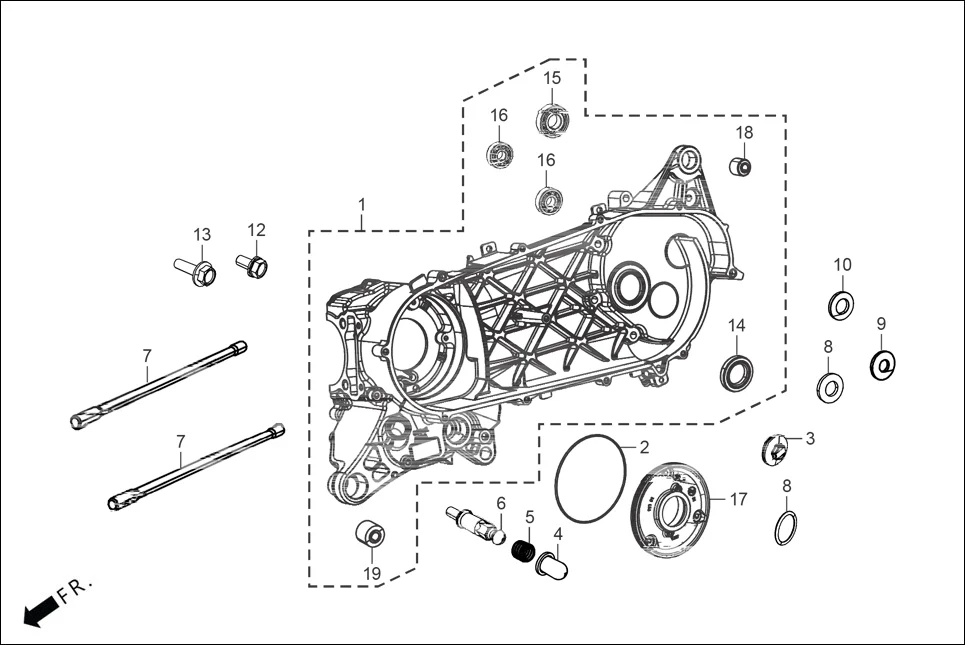 E-14 CRANK CASE &amp; COVER (LEFT CRANK CASE)