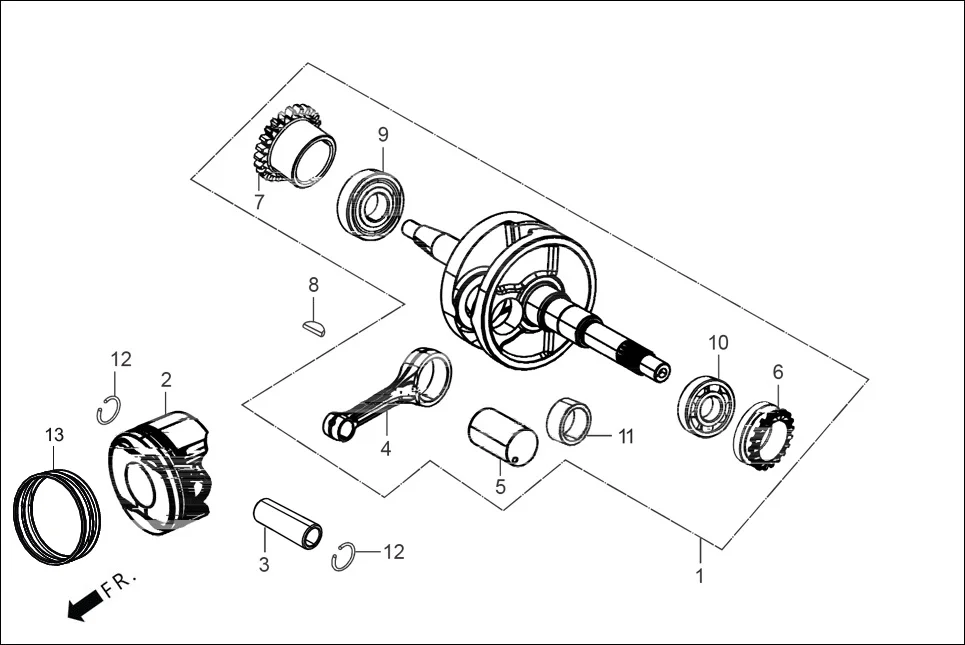 E-15 CRANK SHAFT/PISTON