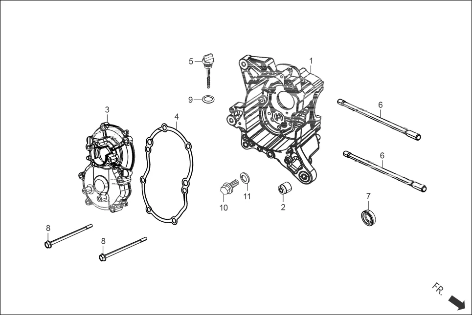E-7 CRANK CASE &amp; COVER (RIGHT CRANK CASE)