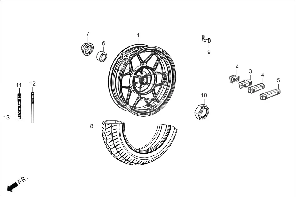 F-11 REAR WHEEL diagram showing ABRCC3E003000G