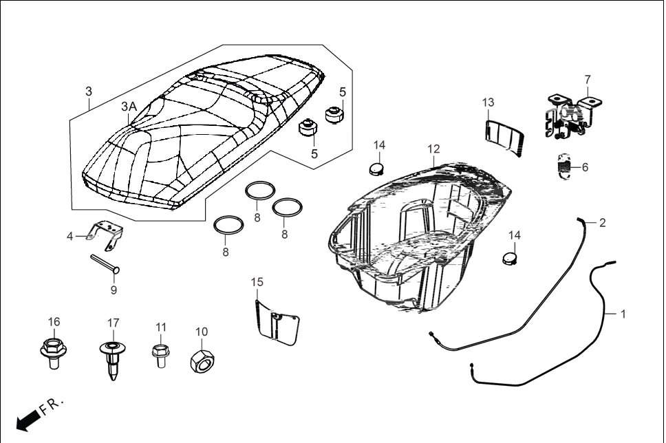 F-12 SEAT/REAR TRUNK &amp; REAR BAG diagram showing 77234-AAW-000
