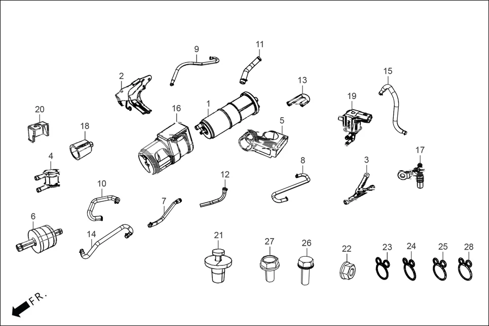 F-13A CANISTER/TUBES assembly diagram for Hero XOOM 160(Aug., 2025)