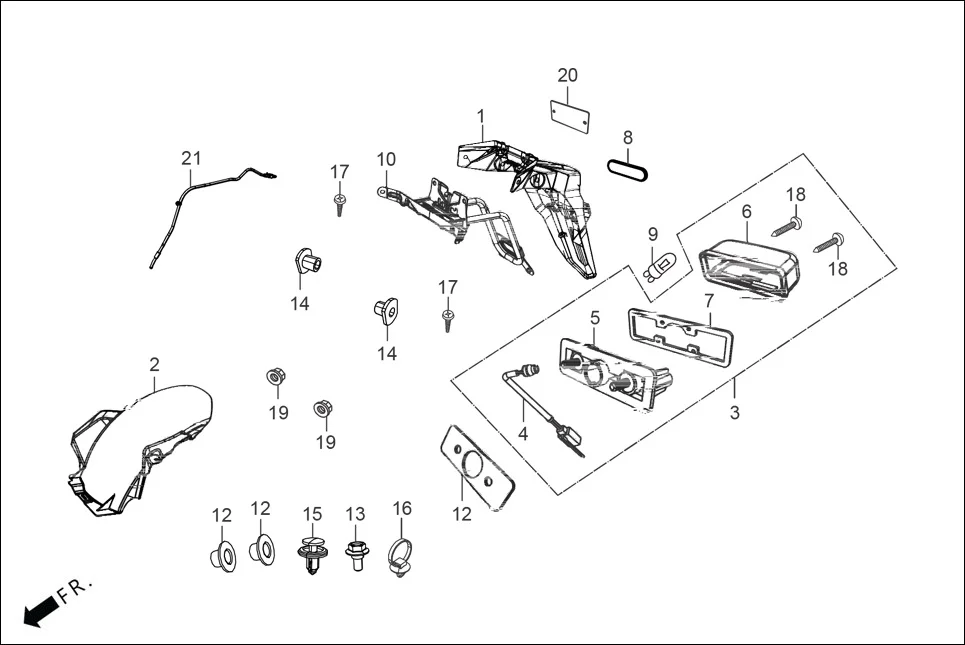 F-14 REAR FENDER diagram showing 33720-AAW-D01
