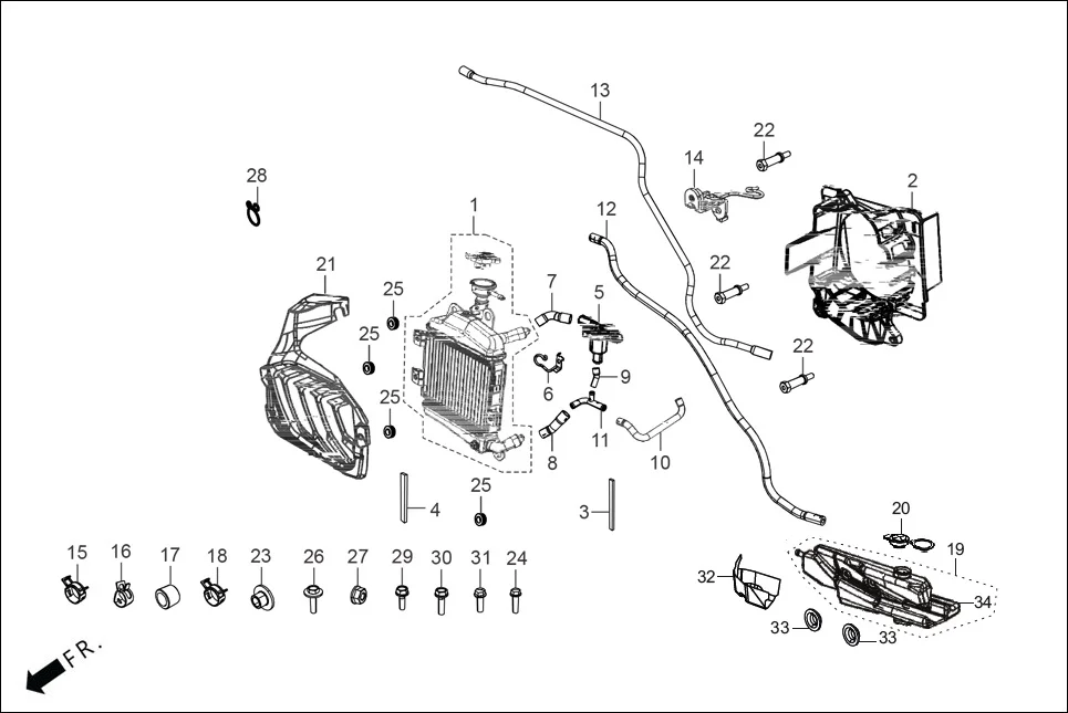 F-1A RADIATOR ASSY diagram showing 95701-06022-00