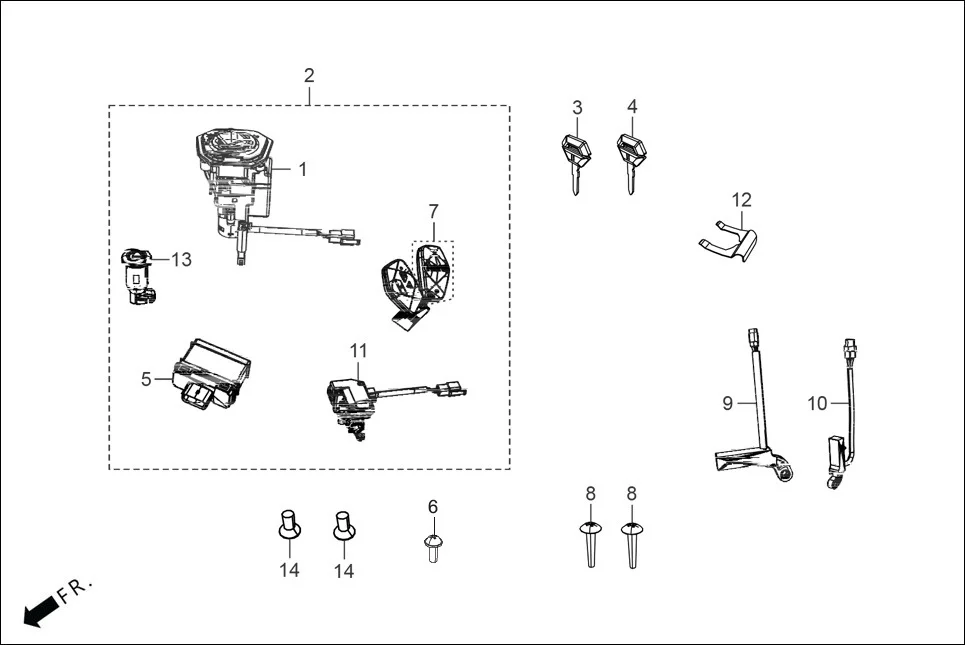 F-2A SWITCH &amp; RELAY diagram showing 35100-ABR-001