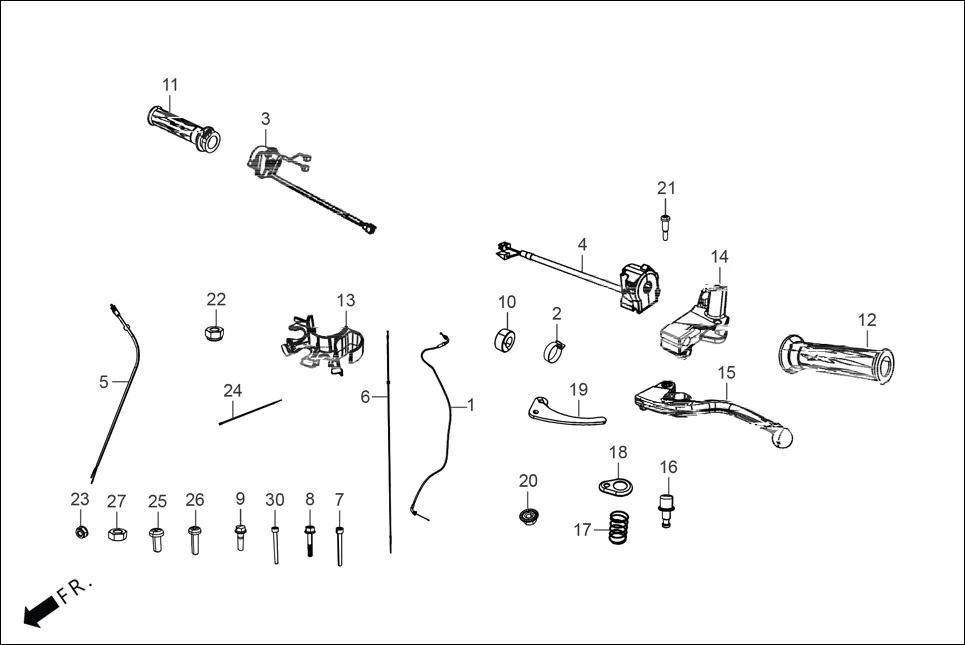 F-3 HANDLE LEVER/ SWITCH/CABLE diagram showing 53178-ABR-000