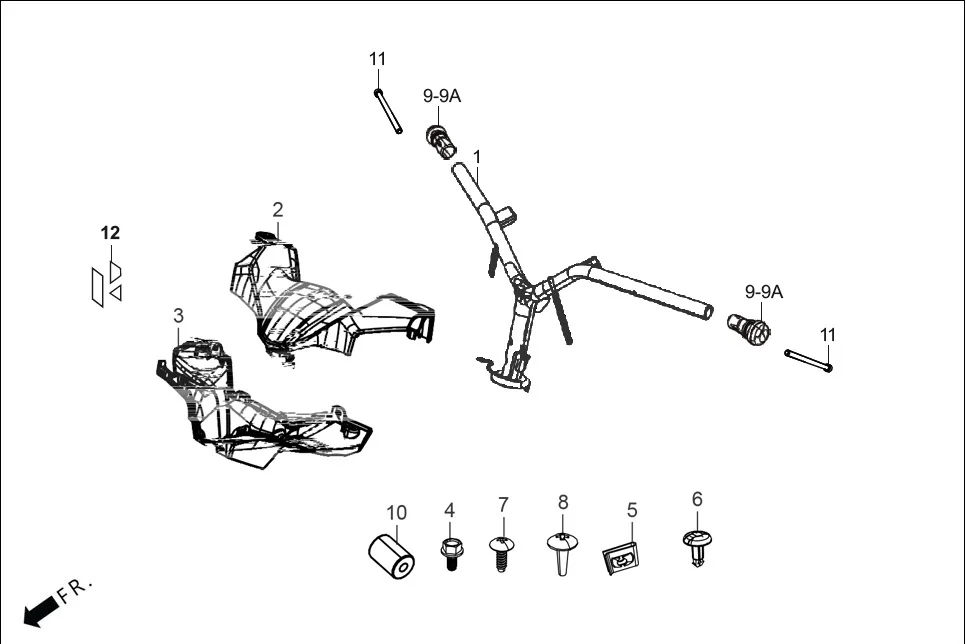 F-4 STEERING HANDLE/HANDLE COVER diagram showing SFBLTA034G