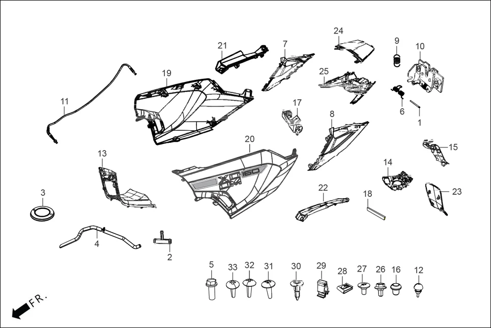 F-8 BODY COVER assembly diagram for Hero XOOM 160(Aug., 2025)