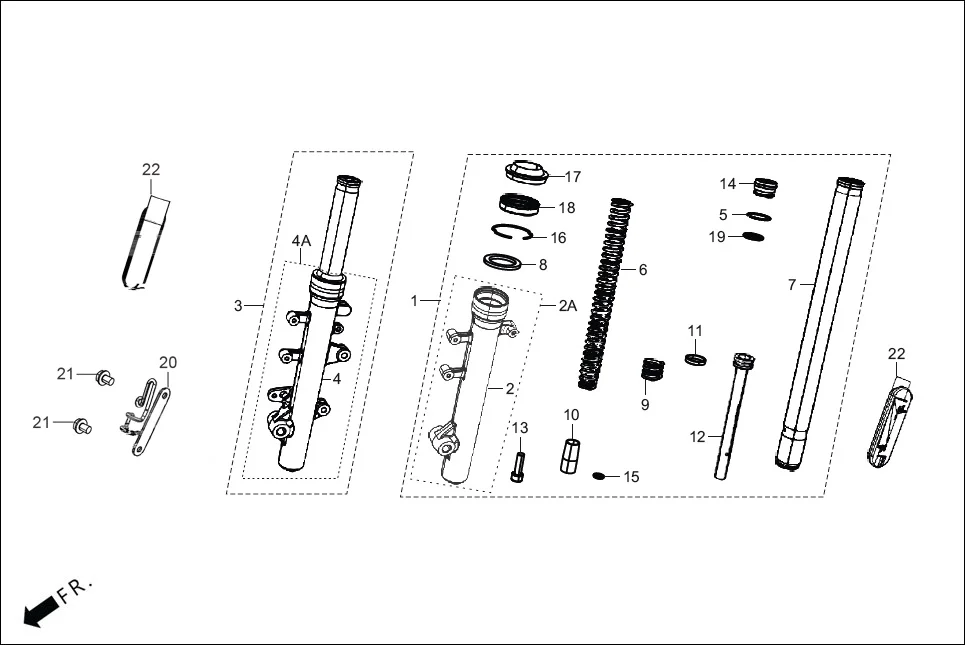F-9A FR. FORK diagram showing 38521-ABR-000
