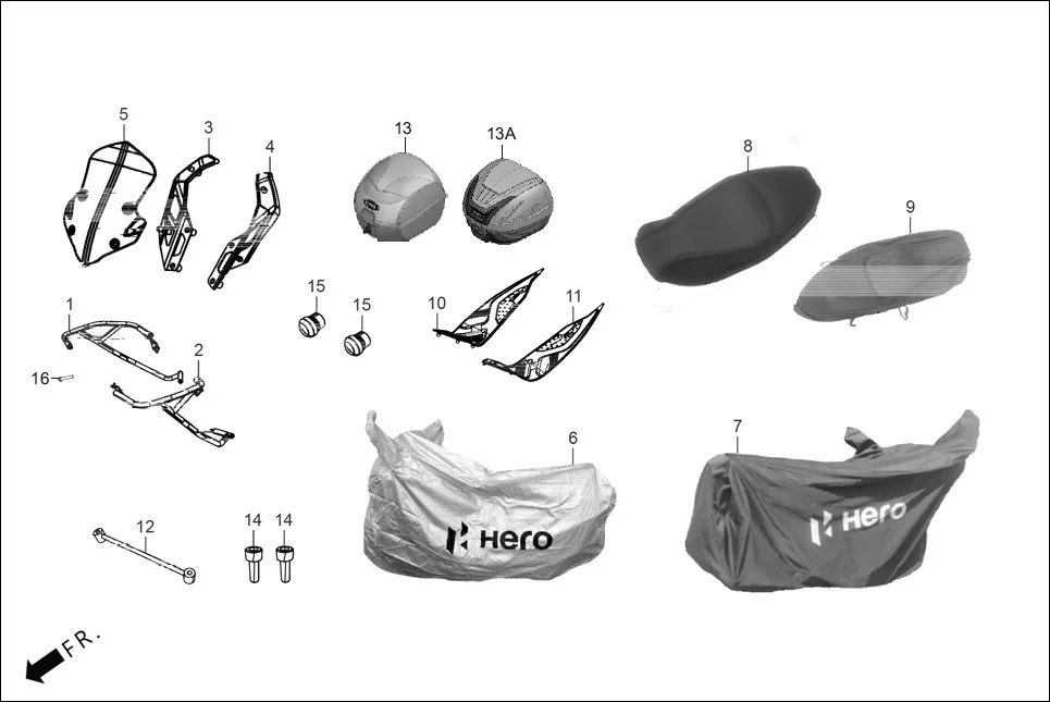 FOP-2 (OPTIONAL) assembly diagram for Hero XOOM 160(Aug., 2025)