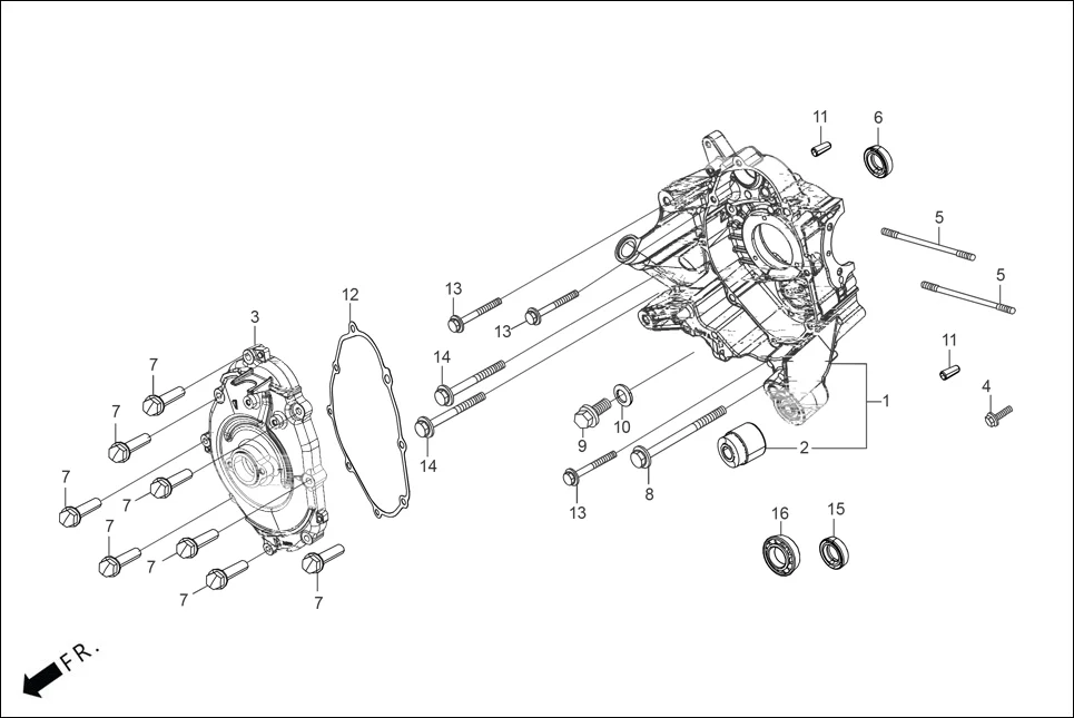 E-7 CRANK CASE &amp; COVER (RIGHT CRANK CASE)