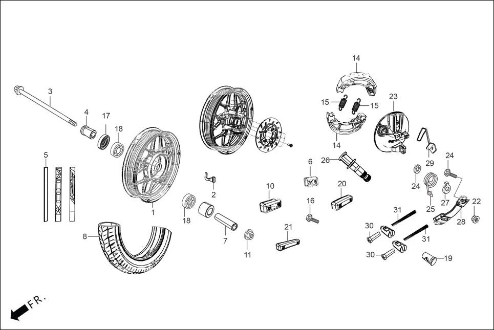F-10-DRUM FRONT WHEEL diagram showing 45133-KCC-900