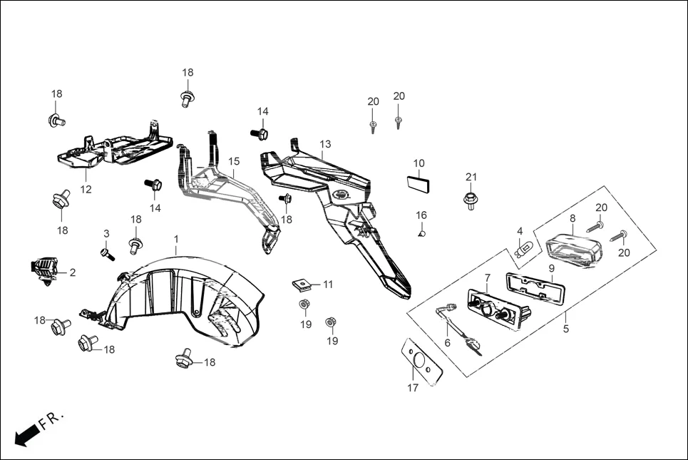 F-14 REAR FENDER diagram showing SFBLSH001G