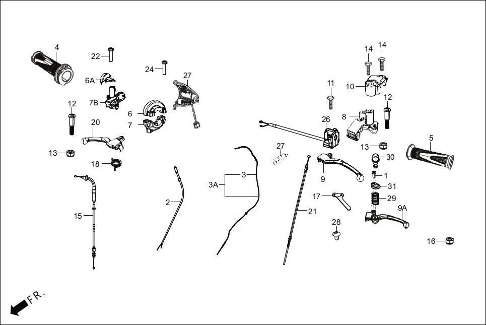 F-3-DISC HANDLE LEVER/SWITCH/CABLE diagram showing 90304-KCS-920