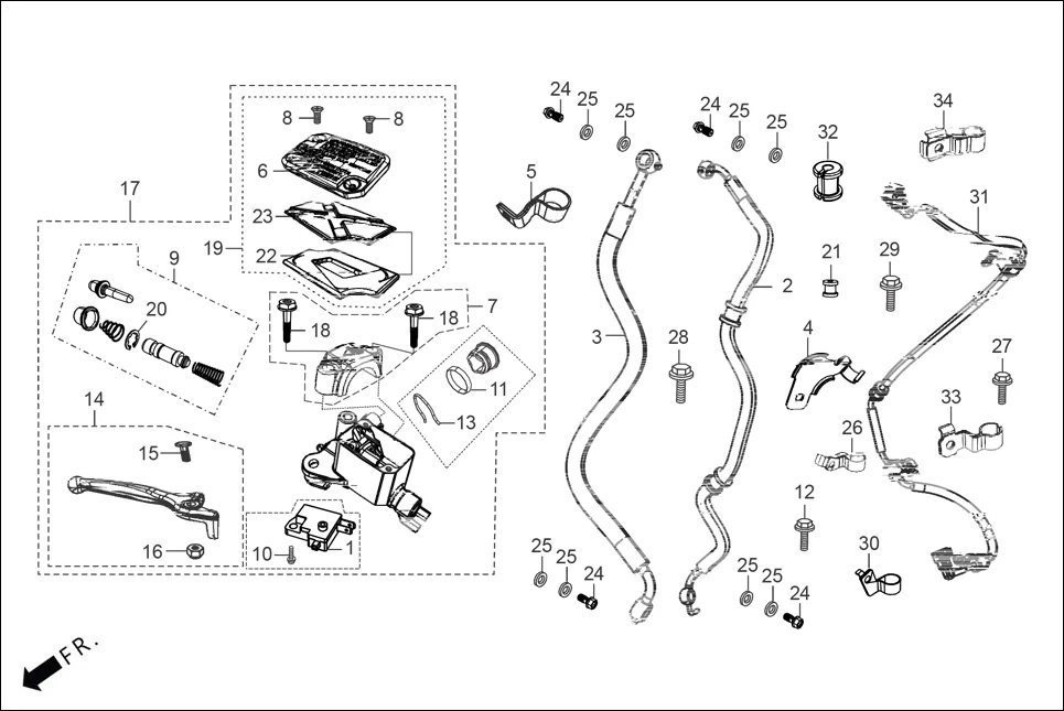 F-3A-DISC FRONT BRAKE(MASTER CLY.) diagram showing 17570-ABV-000