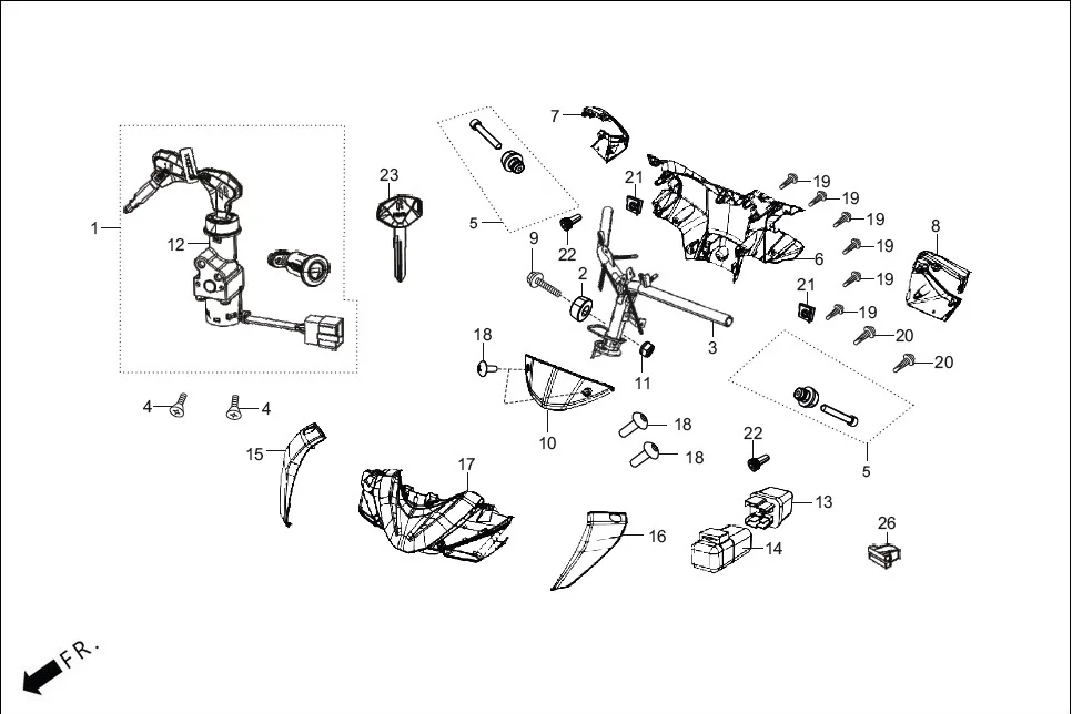 F-4-DRUM STEERING HANDLE/HANDLE COVER diagram showing 90164-KPL-900