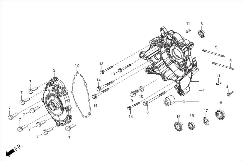 E-7 CRANK CASE &amp; COVER (RIGHT CRANK CASE)