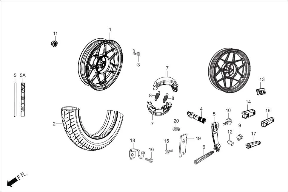 F-11-DRUM REAR WHEEL diagram showing SFNTLF002G