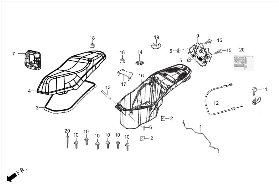 F-12-DRUM SEAT/LUGGAGE BOX assembly diagram for Hero XOOM 125 OBD2(Apr., 2025)