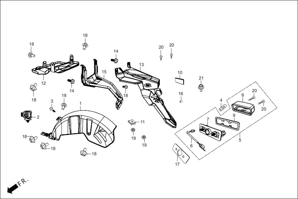F-14 REAR FENDER assembly diagram for Hero XOOM 125 OBD2(Apr., 2025)